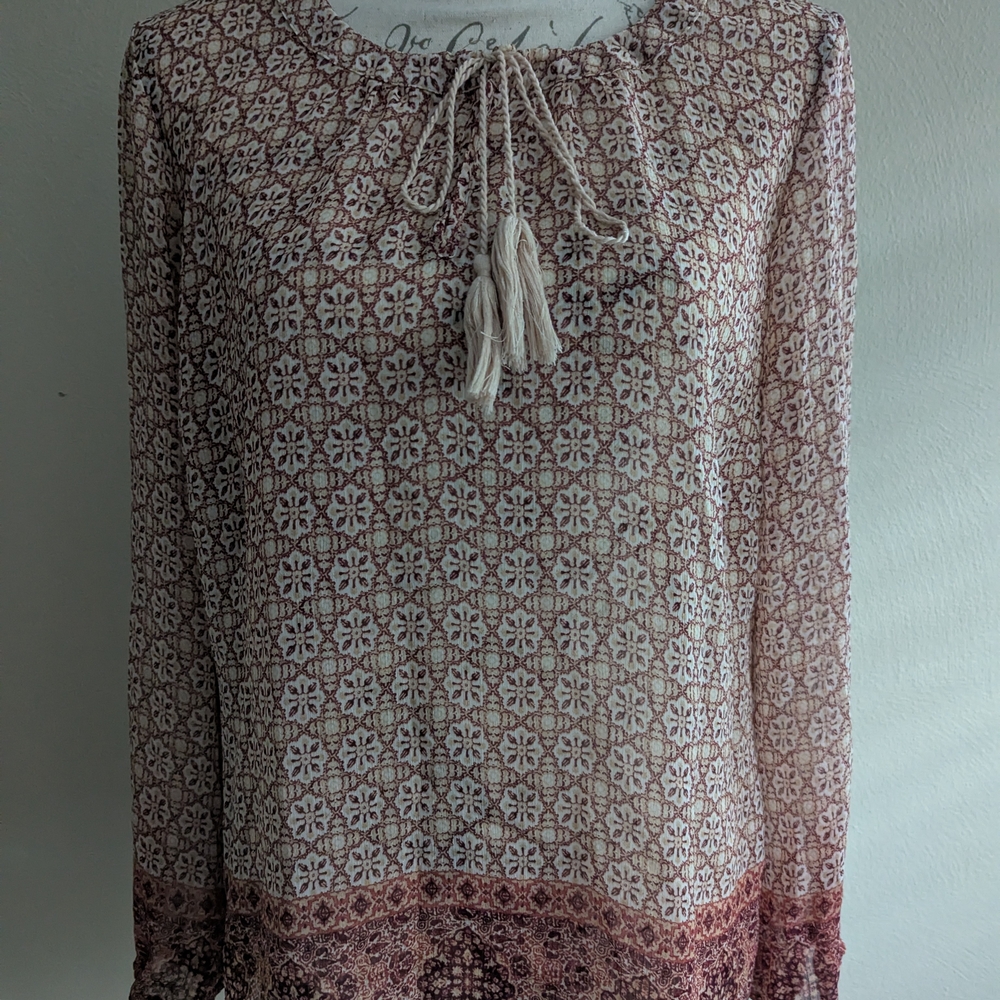 Rose & Olive Floral Blouse - Pink and Cream